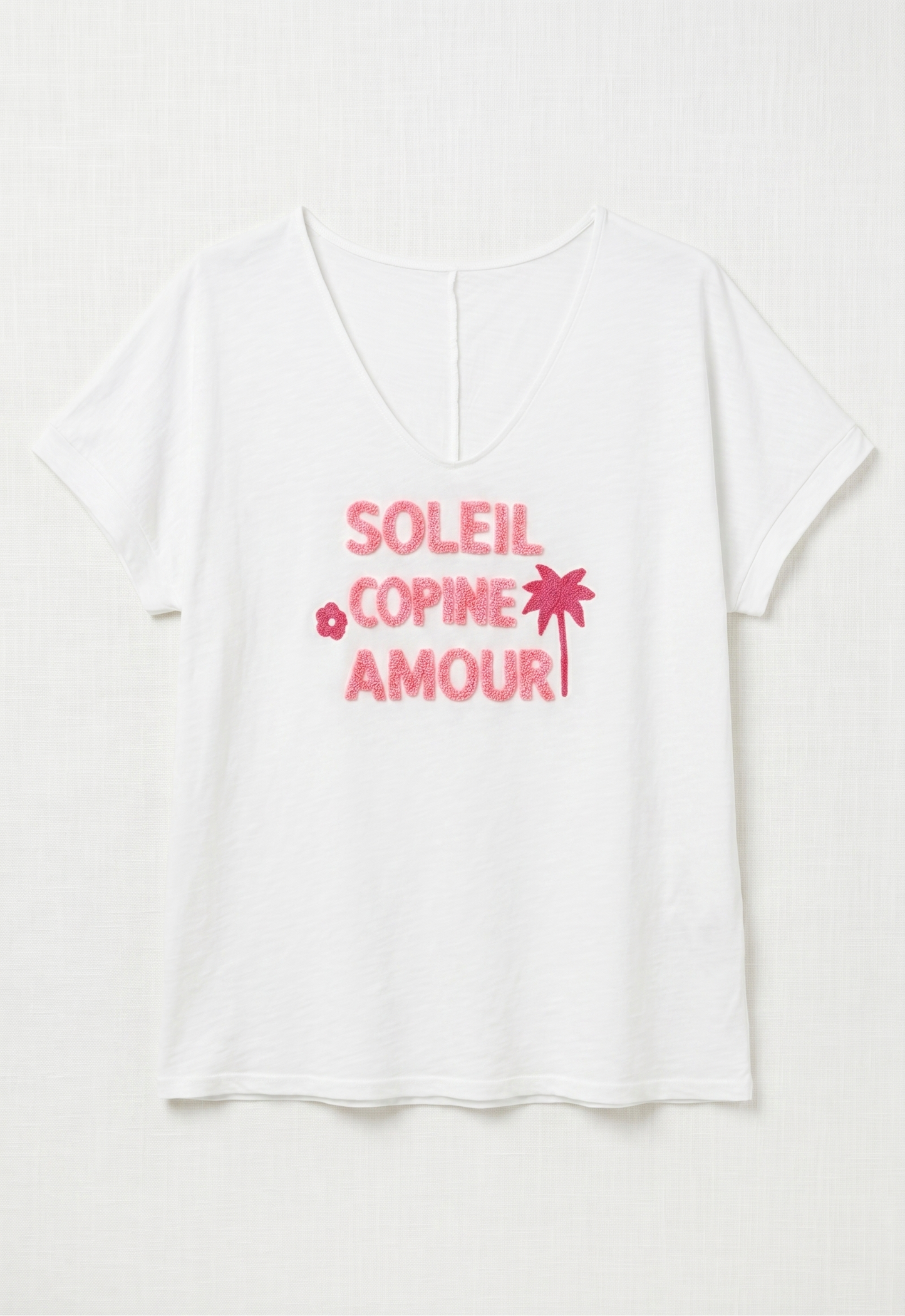T-shirt Blanc "AMOUR SOLEIL COPINES" @91860_TsAmourSummer