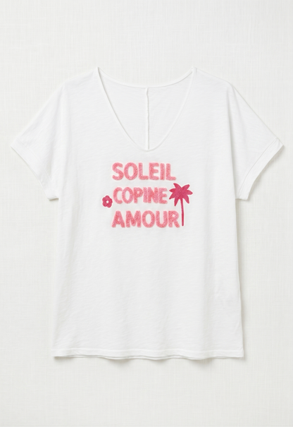 T-shirt Blanc "AMOUR SOLEIL COPINES" @91860_TsAmourSummer