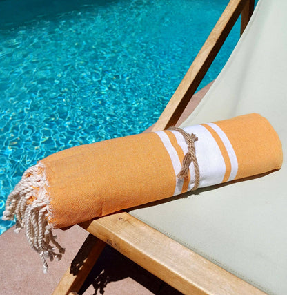 Tote Bag Fouta bande blanche Auténtica orange