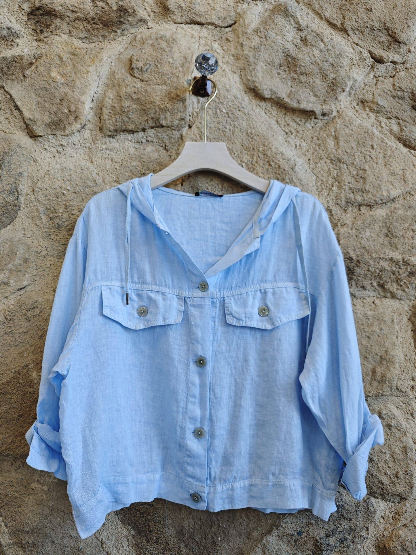 Réf-224150 BLOUSE À CAPUCHE LIN 100%