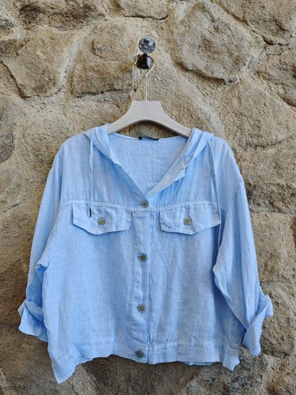 Réf-224150 BLOUSE À CAPUCHE LIN 100%