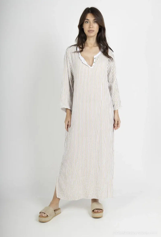 Robe longe  à rayure avec boutons @81820_RLBoutRayure