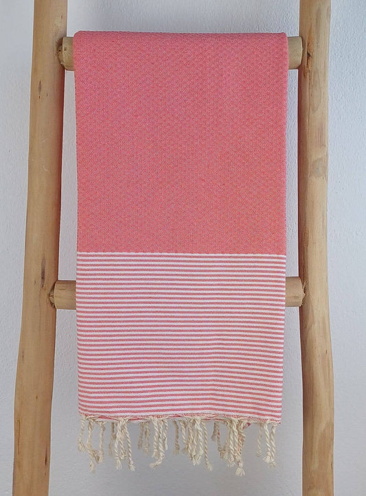 Fouta nid d'abeille Onda Corail 100% coton