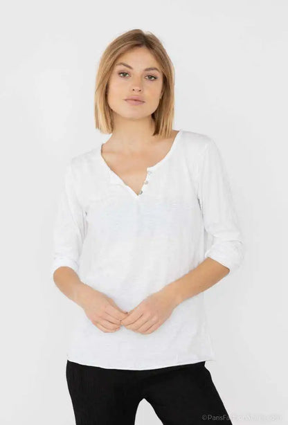 T-Shirt col tunisien manches longues @9925 col tunisien