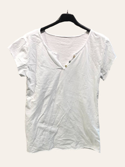 T-shirt uni col tunisien 3 boutons