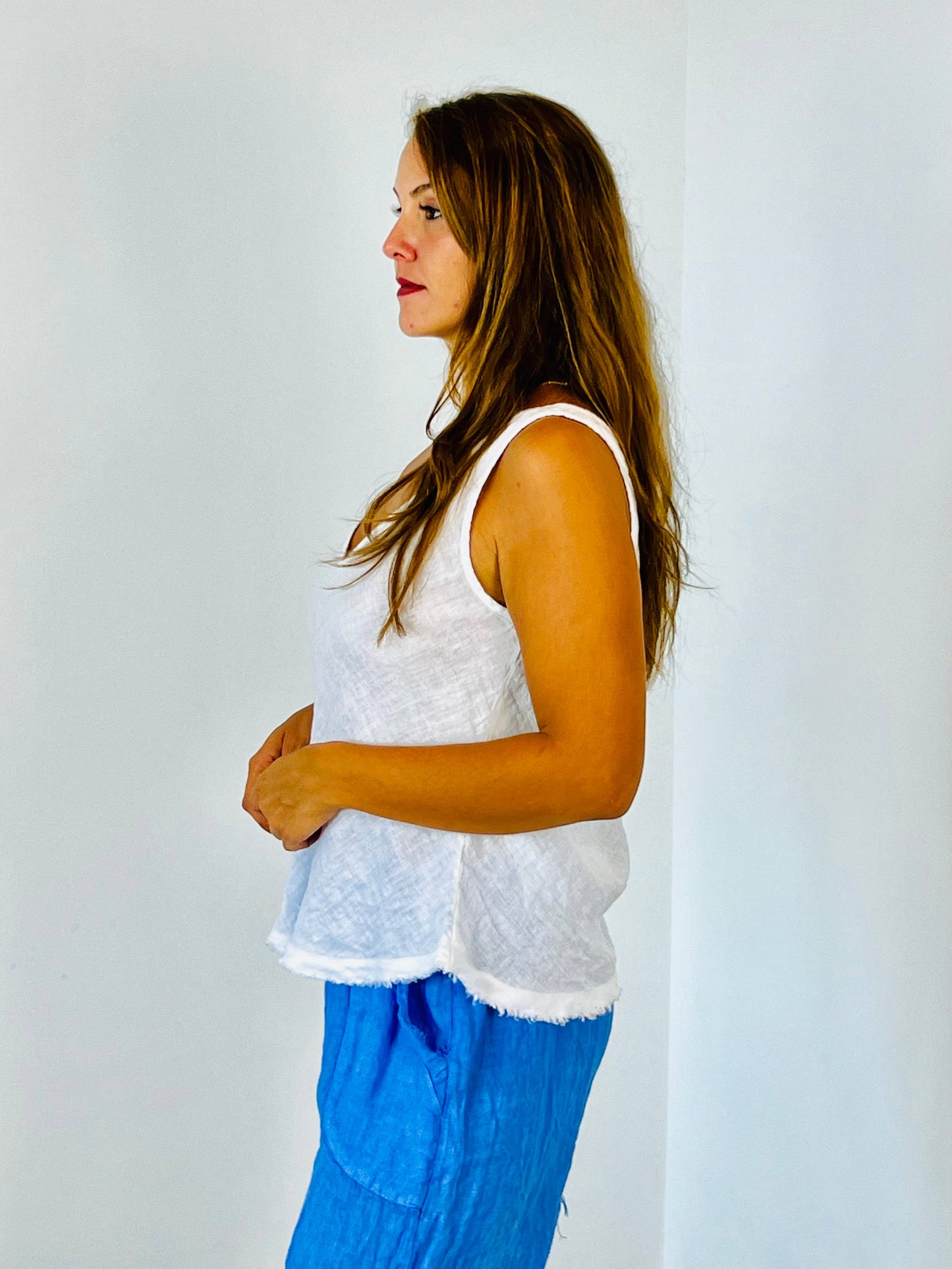 Ref-21591 T-shirt sans manches 100 % lin