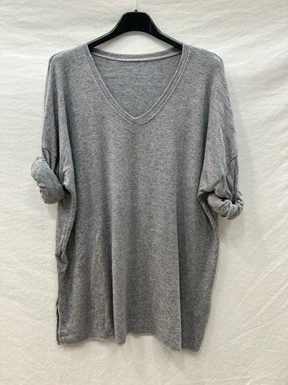 Pull en fine maille double col @6337_PulVVFente