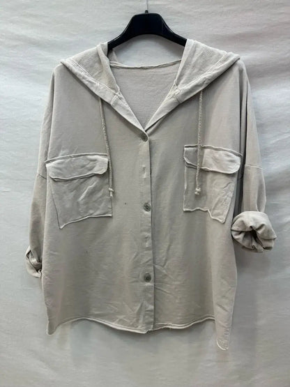 Gilet Boutonnage À Capuche Avec Deux Poches @10283_GiBoutPoc