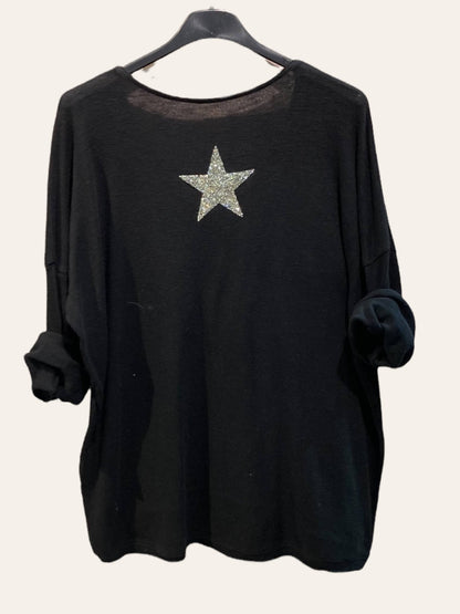 Haut en coton avec Étoile en strass au dos