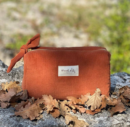 Trousse de toilette- Velours - Rouille