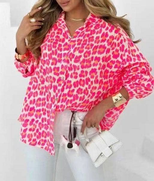 Chemise gaze de coton imprimée léopard - 6218-7