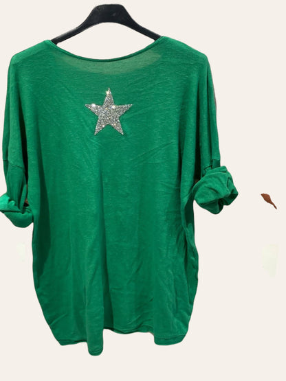 Haut en coton avec Étoile en strass au dos