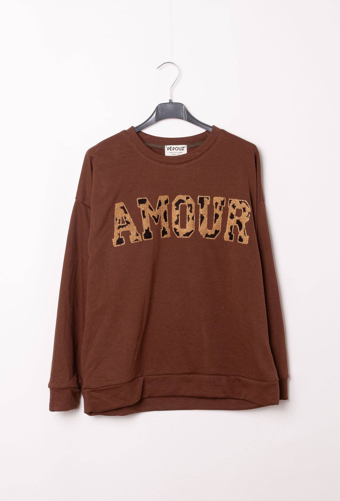 Sweat broderie "AMOUR" léopard  PP2514