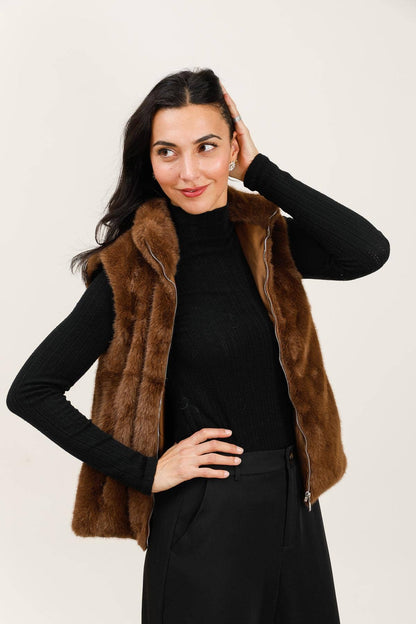 Gilet sans manche en fausse fourrure ultra douce