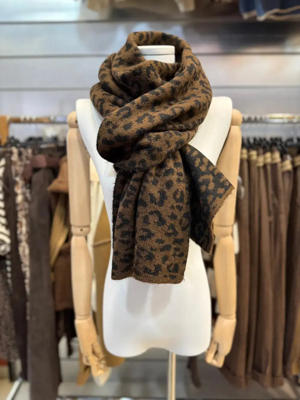 Écharpe En Maille Léopard Réversible @35725_EcharpeLeo