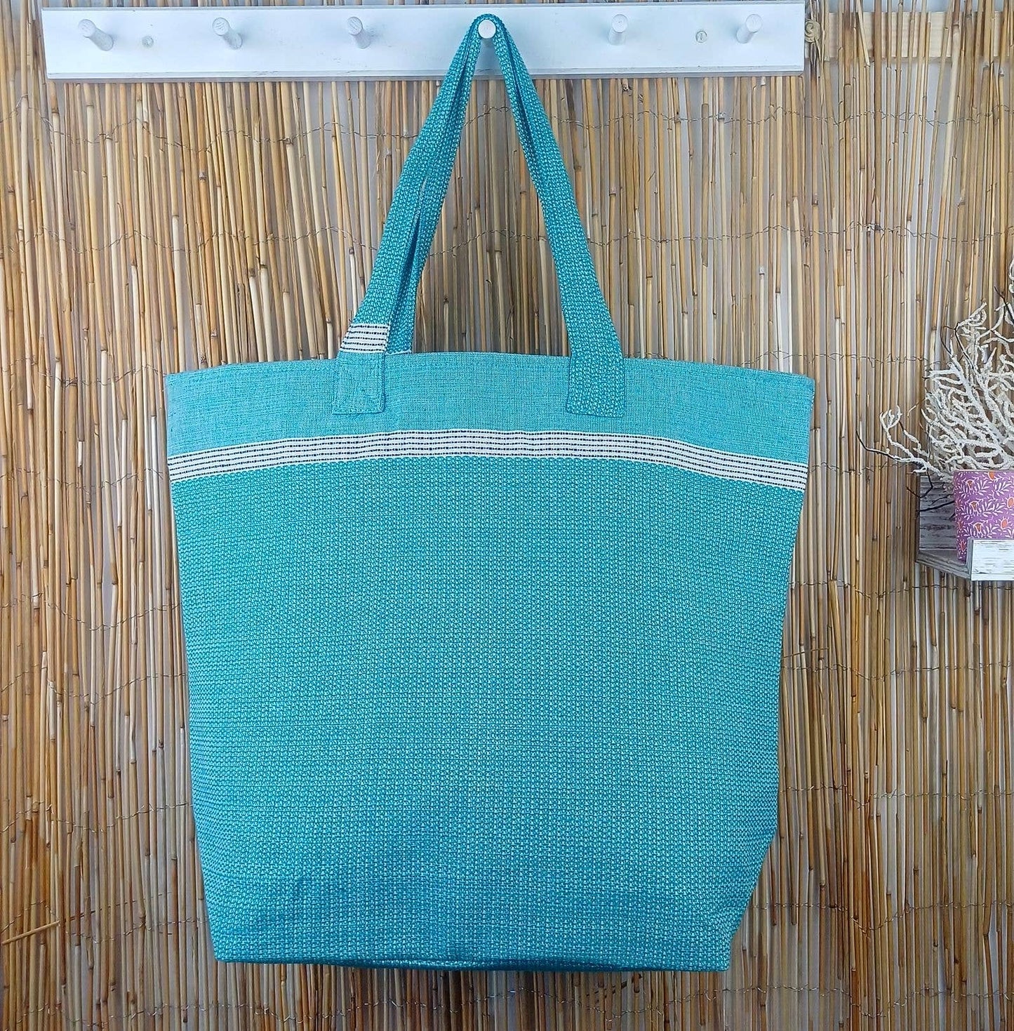 Sac de plage Bohémia Bleu paon 100% coton