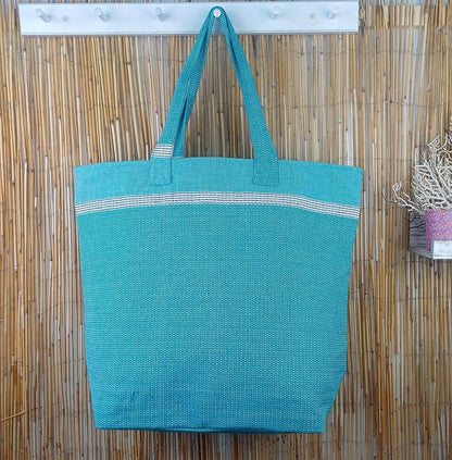 Sac de plage Bohémia Bleu paon 100% coton