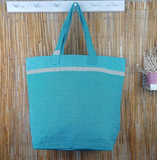 Sac de plage Bohémia Bleu paon 100% coton