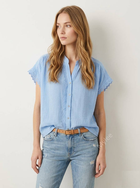 Blouse en Gaze de Coton à Broderies @3601_ChMcBroderie