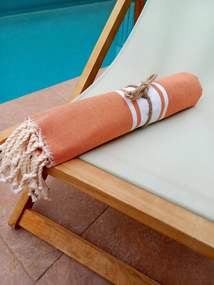 Tote Bag Fouta bande blanche Auténtica orange