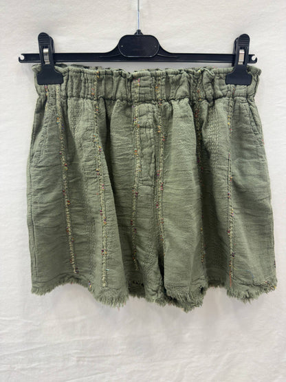 Short à Surpiqûres en Lin et Coton @211231_ShSurpique