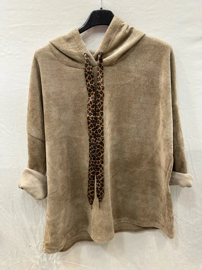 Sweats en velours avec cordon à léopard  @4618_SweatNoeudLeo