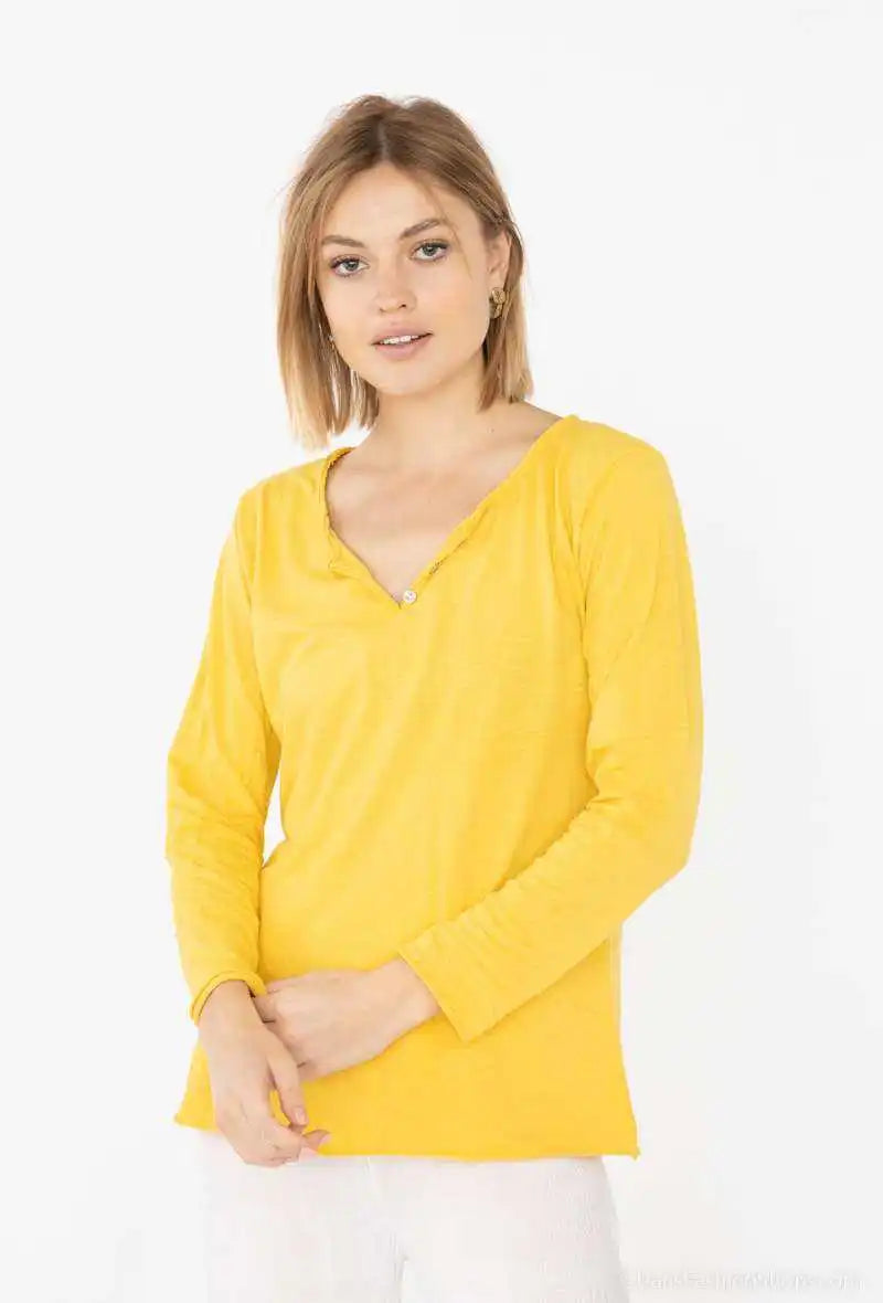 T-Shirt col tunisien manches longues @9925 col tunisien