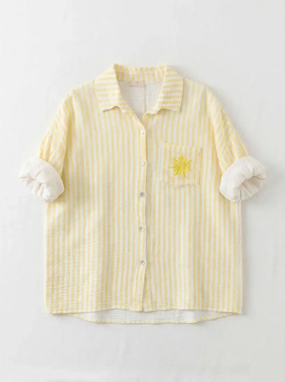 Chemise  Rayée et Soleil Brodé @91945_ChPocheSoleil