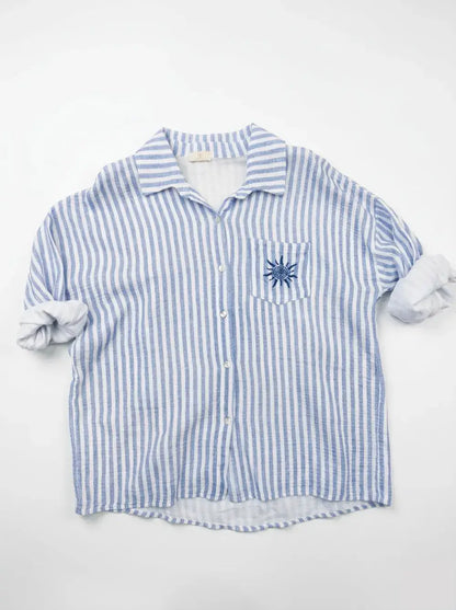 Chemise  Rayée et Soleil Brodé @91945_ChPocheSoleil