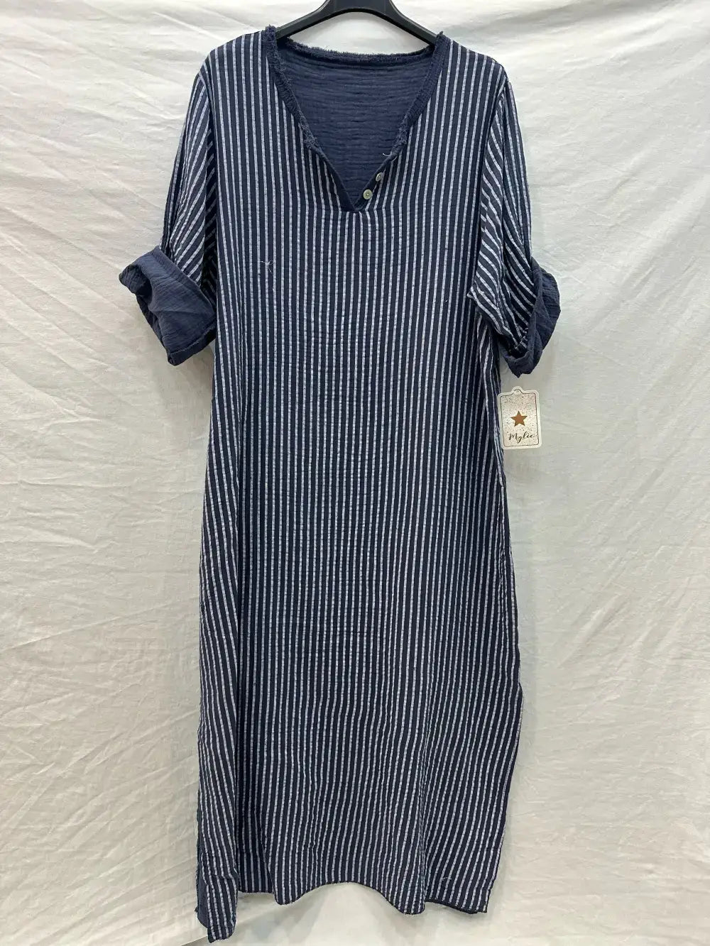 Robe longe  à rayure avec boutons @81820_RLBoutRayure