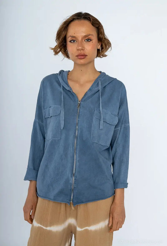 Gilet capuche avec zip et poches @8633_GZipPoches