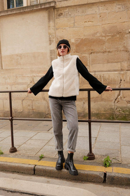 Gilet sans manche en fausse fourrure ultra douce