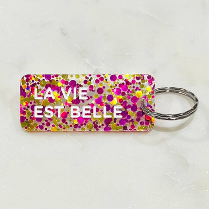 LA VIE EST BELLE Porte-clés à paillettes Plus de Love