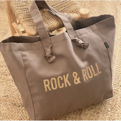 Sac cabas « Rock and roll » taupe